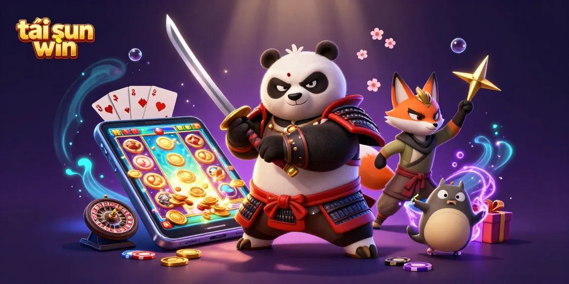 Engage in thrilling gaming action with tải sun win, featuring dynamic samurai panda and ninja fox.