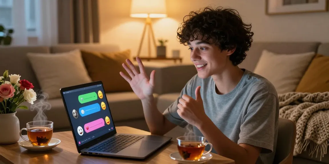 Engaging in ai sex chat on a laptop in a cozy home setting.