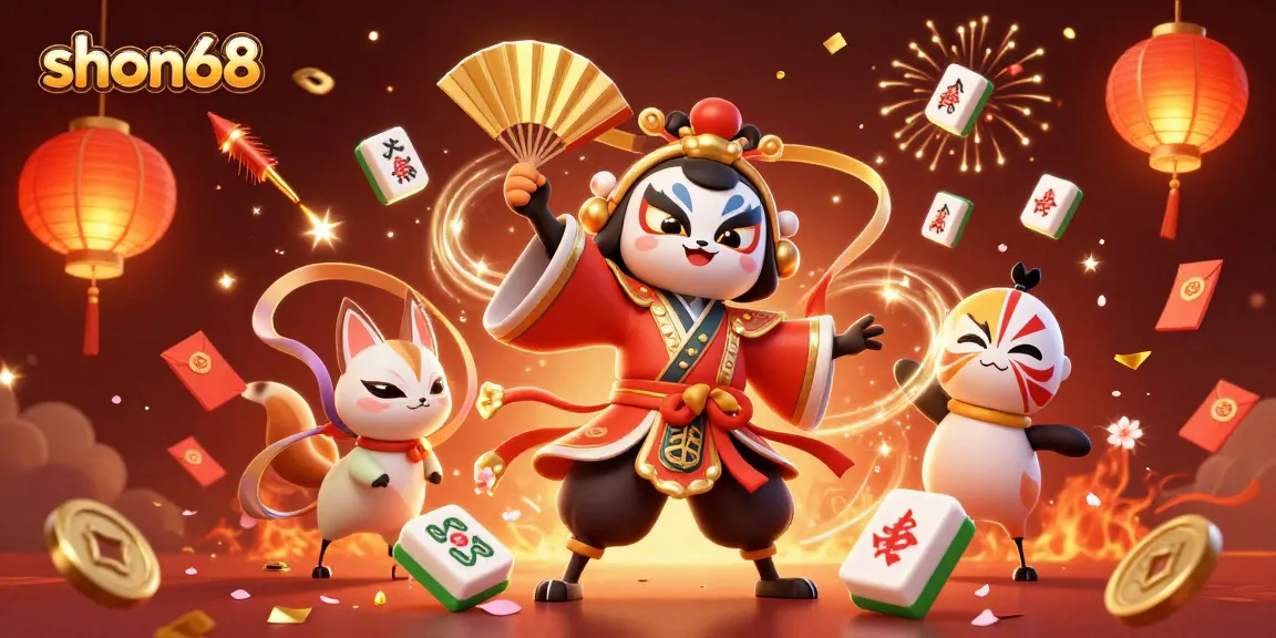 Experience the excitement at shon68 with dynamic casino scenes of traditional warrior and vibrant game elements.