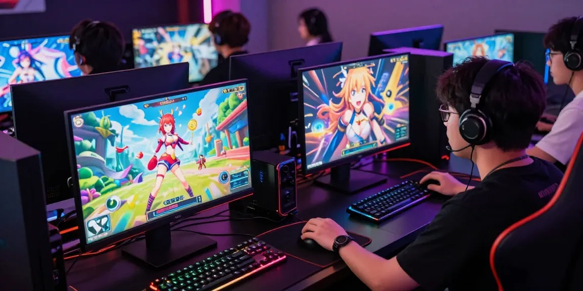 Players enjoying ecchi games in a vibrant gaming setup with dynamic atmosphere.