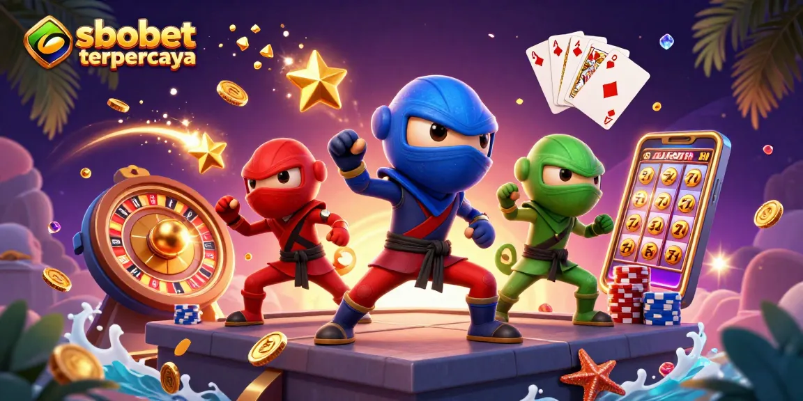 Engaging scene with sbobet terpercaya showcasing vibrant action from ninja chameleons amid casino elements.