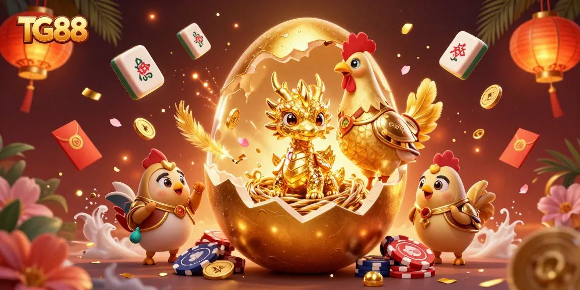TG88 features a striking illustration of a golden dragon emerging from a nest of poker chips, symbolizing winning strategies.